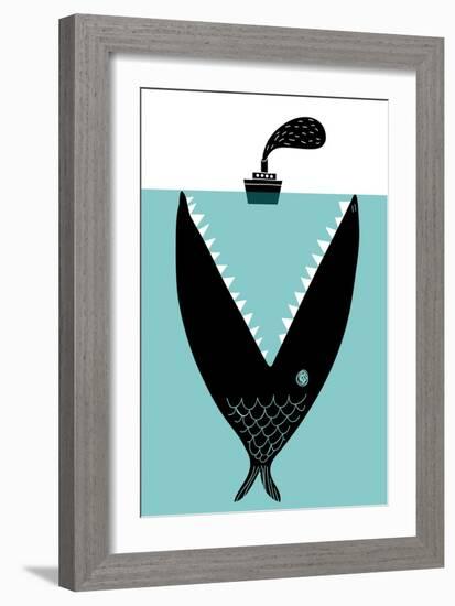 Big Fish Devouring a Ship-Complot-Framed Art Print