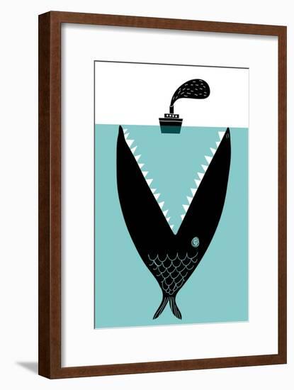 Big Fish Devouring a Ship-Complot-Framed Art Print