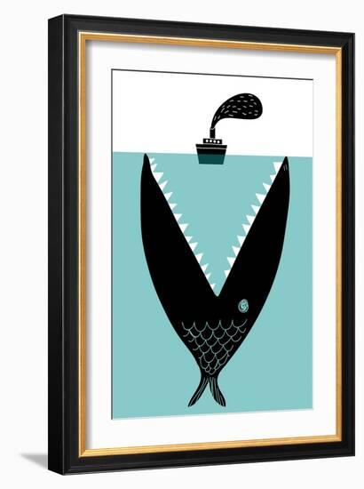 Big Fish Devouring a Ship-Complot-Framed Art Print