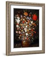 Big Flower Bouquet in a Wooden Vessel-Jan Brueghel the Elder-Framed Giclee Print