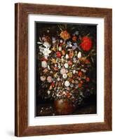 Big Flower Bouquet in a Wooden Vessel-Jan Brueghel the Elder-Framed Giclee Print