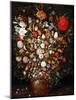 Big Flower Bouquet in a Wooden Vessel-Jan Brueghel the Elder-Mounted Giclee Print