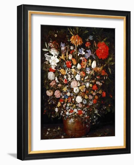 Big Flower Bouquet in a Wooden Vessel-Jan Brueghel the Elder-Framed Giclee Print