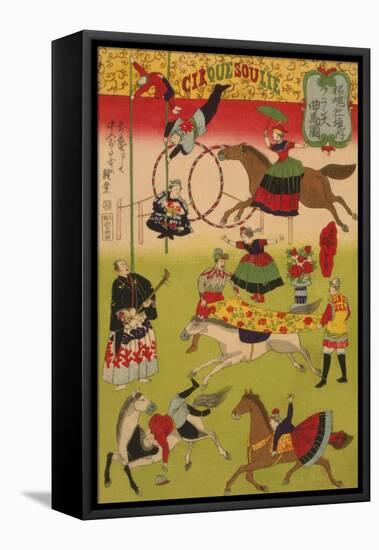 Big French Circus on the Grounds of Shokonsha (Yasukuni) Shrine No.1-Ando Hiroshige-Framed Stretched Canvas