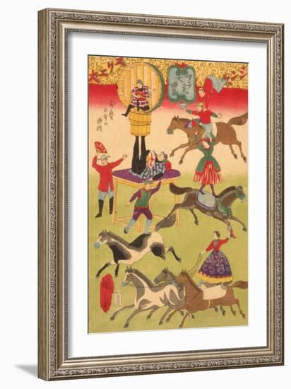 Big French Circus on the Grounds of Shokonsha (Yasukuni) Shrine No.2-Ando Hiroshige-Framed Premium Giclee Print