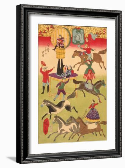 Big French Circus on the Grounds of Shokonsha (Yasukuni) Shrine No.2-Ando Hiroshige-Framed Premium Giclee Print