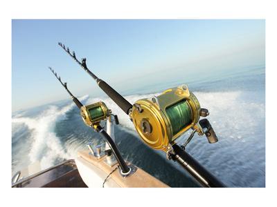 Big Game Fishing Reels & Rods' Stretched Canvas Print