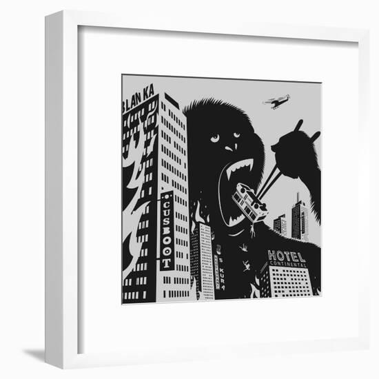 Big Gorilla Destroys City-Evgeny Bakal-Framed Art Print