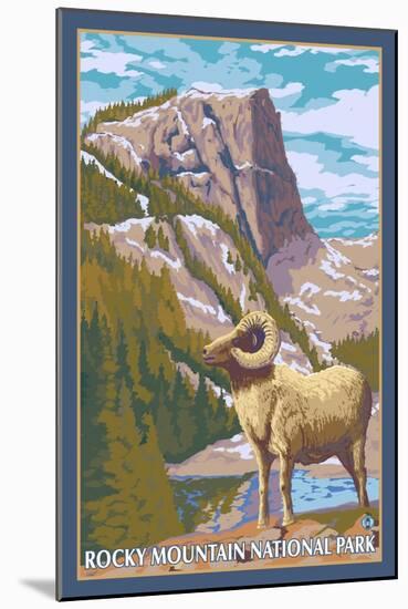 Big Horn Sheep, Rocky Mountain National Park-Lantern Press-Mounted Art Print