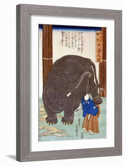 Big Imported Elephant from India, Japanese Wood-Cut Print-Lantern Press-Framed Art Print