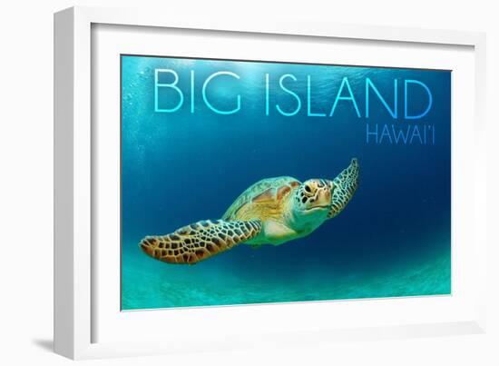 Big Island, Hawaii - Sea Turtle Swimming-Lantern Press-Framed Art Print