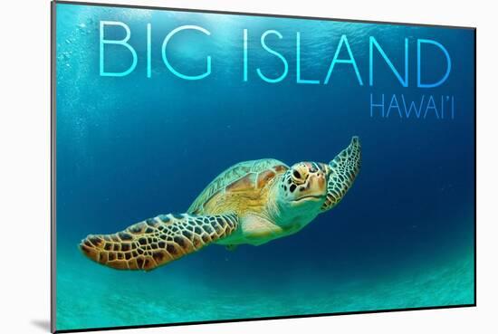 Big Island, Hawaii - Sea Turtle Swimming-Lantern Press-Mounted Art Print