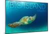 Big Island, Hawaii - Sea Turtle Swimming-Lantern Press-Mounted Art Print