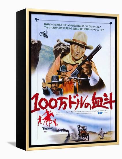 Big Jake, from Top: John Wayne, Richard Boone, Patrick Wayne on Japanese Poster Art, 1971-null-Framed Stretched Canvas