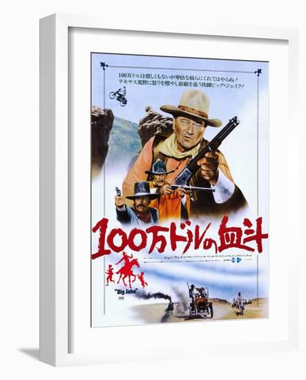 Big Jake, from Top: John Wayne, Richard Boone, Patrick Wayne on Japanese Poster Art, 1971-null-Framed Art Print