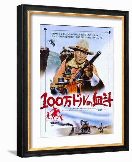 Big Jake, from Top: John Wayne, Richard Boone, Patrick Wayne on Japanese Poster Art, 1971-null-Framed Art Print