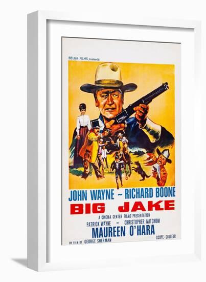 Big Jake, Top: John Wayne on French Poster Art, 1971-null-Framed Art Print