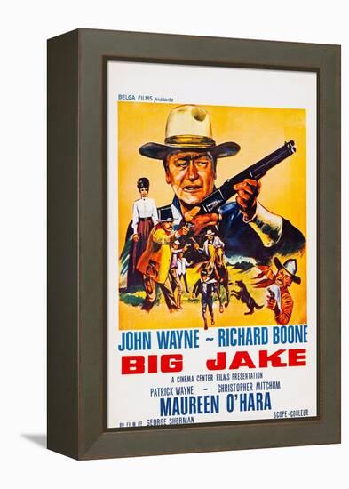 Big Jake, Top: John Wayne on French Poster Art, 1971-null-Framed Stretched Canvas