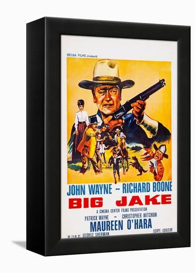 Big Jake, Top: John Wayne on French Poster Art, 1971-null-Framed Stretched Canvas