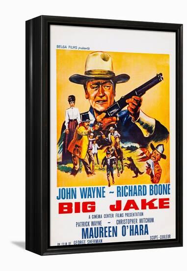 Big Jake, Top: John Wayne on French Poster Art, 1971-null-Framed Stretched Canvas