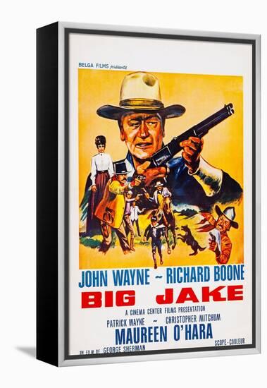 Big Jake, Top: John Wayne on French Poster Art, 1971-null-Framed Stretched Canvas