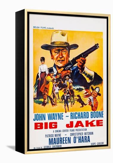 Big Jake, Top: John Wayne on French Poster Art, 1971-null-Framed Stretched Canvas