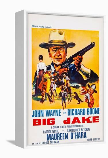 Big Jake, Top: John Wayne on French Poster Art, 1971-null-Framed Stretched Canvas