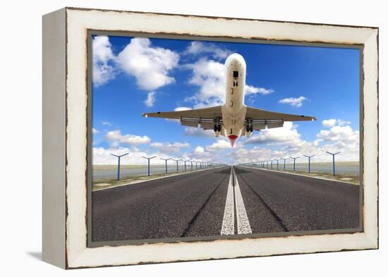 Big Jet Plane Taking off Runway-Jag_cz-Framed Premier Image Canvas