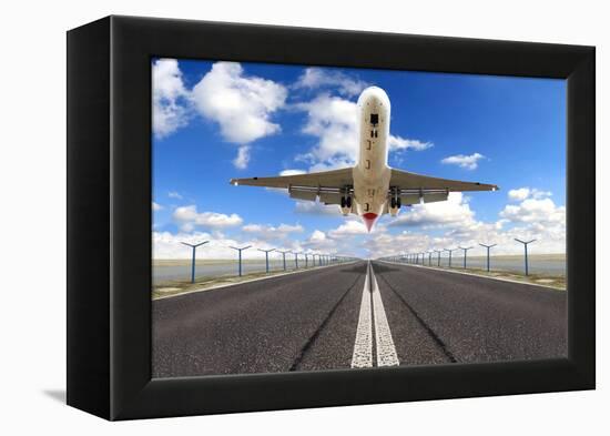 Big Jet Plane Taking off Runway-Jag_cz-Framed Premier Image Canvas