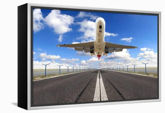 Big Jet Plane Taking off Runway-Jag_cz-Framed Premier Image Canvas