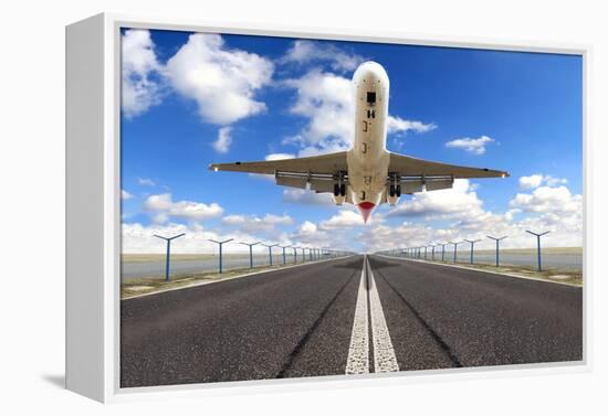 Big Jet Plane Taking off Runway-Jag_cz-Framed Premier Image Canvas