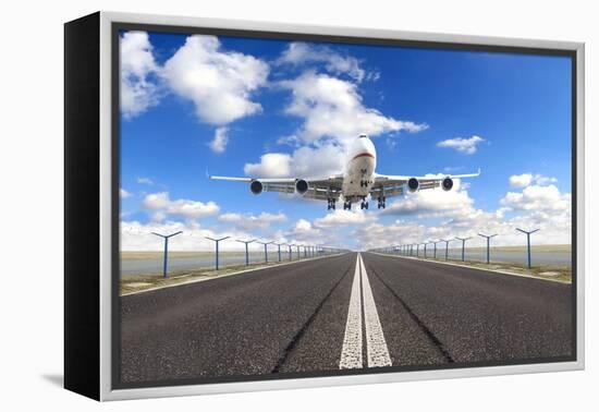 Big Jet Plane Taking off Runway-Jag_cz-Framed Premier Image Canvas