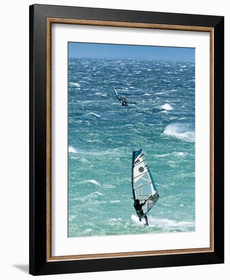 Big Jump Windsurfing in High Levante Winds in the Strait of Gibraltar, Valdevaqueros, Tarifa, Andal-Giles Bracher-Framed Photographic Print