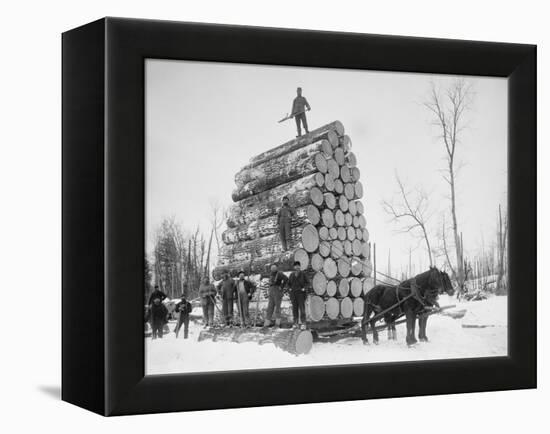 Big Load of Logs on a Horse Drawn Sled in Michigan, Ca. 1899-null-Framed Stretched Canvas