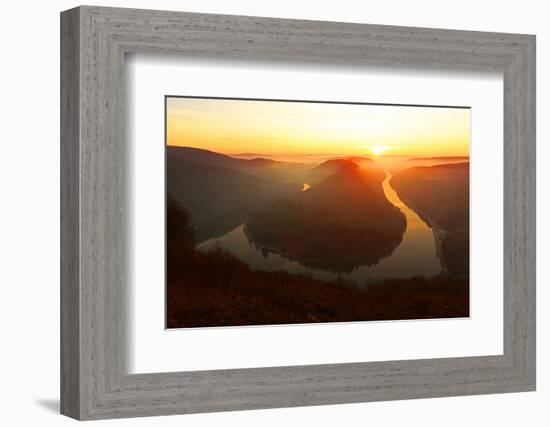 Big Loop of Saar River near Orscholz, Mettlach, Saarland, Germany, Europe-Hans-Peter Merten-Framed Photographic Print