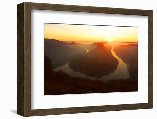 Big Loop of Saar River near Orscholz, Mettlach, Saarland, Germany, Europe-Hans-Peter Merten-Framed Photographic Print