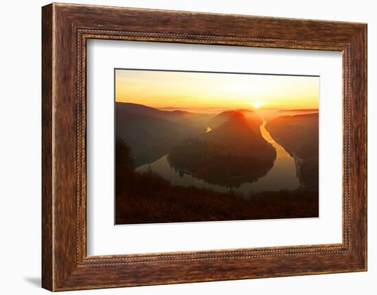 Big Loop of Saar River near Orscholz, Mettlach, Saarland, Germany, Europe-Hans-Peter Merten-Framed Photographic Print