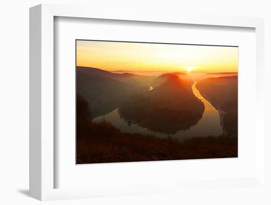 Big Loop of Saar River near Orscholz, Mettlach, Saarland, Germany, Europe-Hans-Peter Merten-Framed Photographic Print