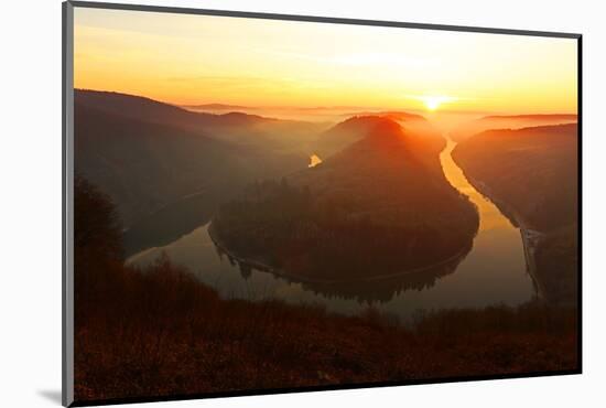 Big Loop of Saar River near Orscholz, Mettlach, Saarland, Germany, Europe-Hans-Peter Merten-Mounted Photographic Print