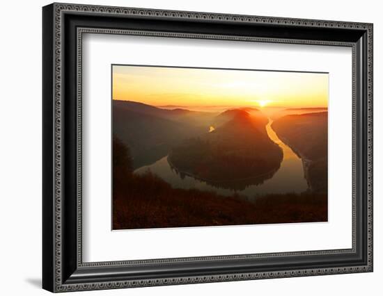 Big Loop of Saar River near Orscholz, Mettlach, Saarland, Germany, Europe-Hans-Peter Merten-Framed Photographic Print