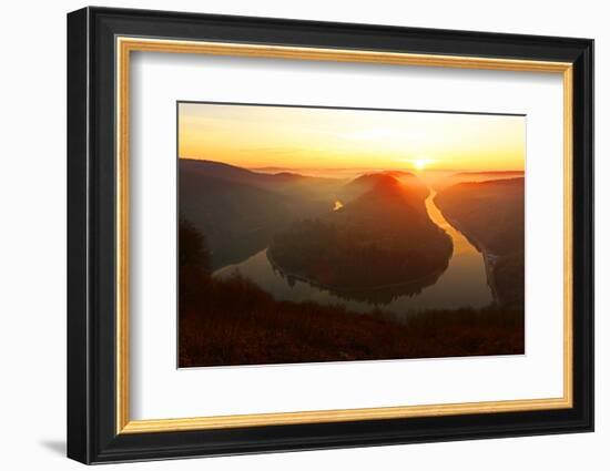 Big Loop of Saar River near Orscholz, Mettlach, Saarland, Germany, Europe-Hans-Peter Merten-Framed Photographic Print