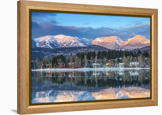 Big Mountain Reflects in Whitefish Lake, Whitefish, Montana, Usa-Chuck Haney-Framed Premier Image Canvas