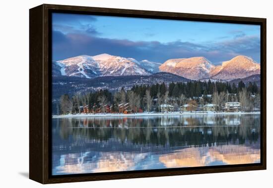 Big Mountain Reflects in Whitefish Lake, Whitefish, Montana, Usa-Chuck Haney-Framed Premier Image Canvas