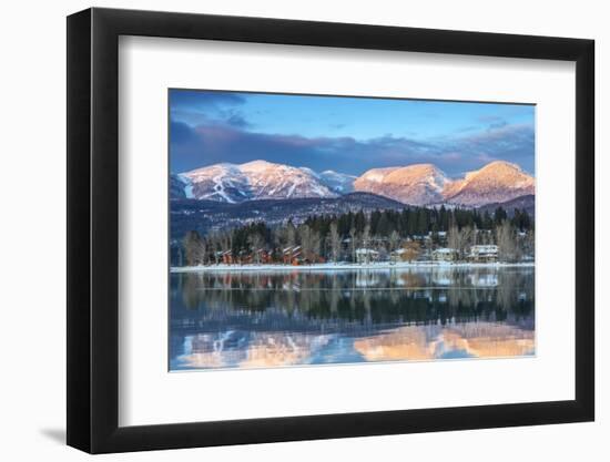 Big Mountain Reflects in Whitefish Lake, Whitefish, Montana, Usa-Chuck Haney-Framed Photographic Print