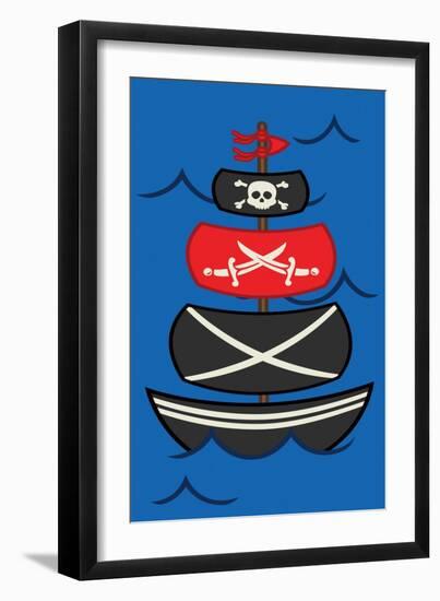 Big Pirate Ship-Jace Grey-Framed Art Print