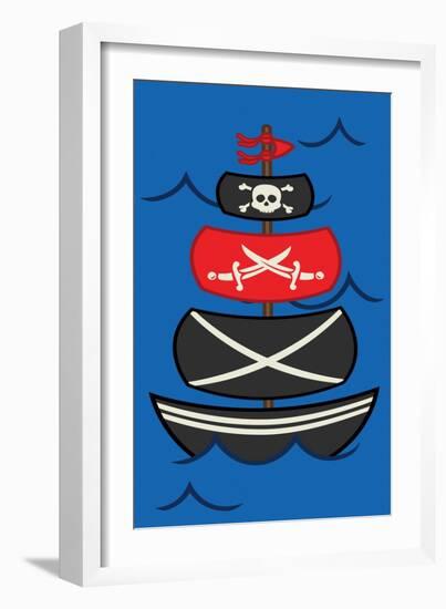 Big Pirate Ship-Jace Grey-Framed Art Print