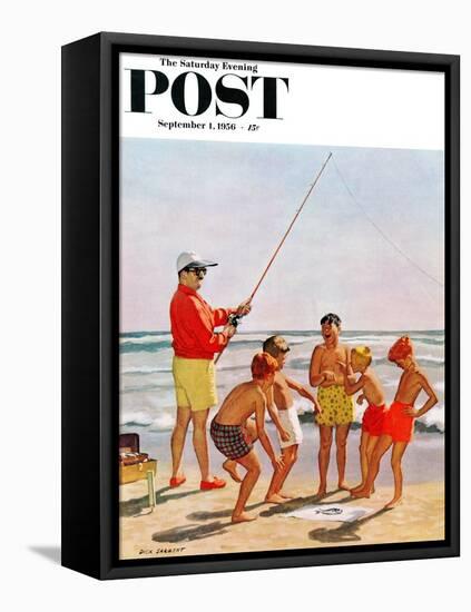 "Big Pole Little Fish" Saturday Evening Post Cover, September 1, 1956-Richard Sargent-Framed Premier Image Canvas