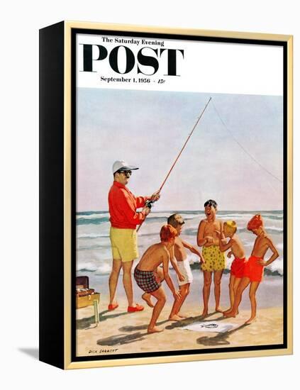 "Big Pole Little Fish" Saturday Evening Post Cover, September 1, 1956-Richard Sargent-Framed Premier Image Canvas