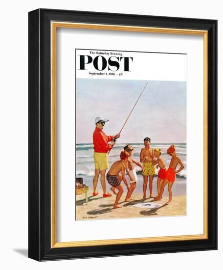 "Big Pole Little Fish" Saturday Evening Post Cover, September 1, 1956-Richard Sargent-Framed Giclee Print