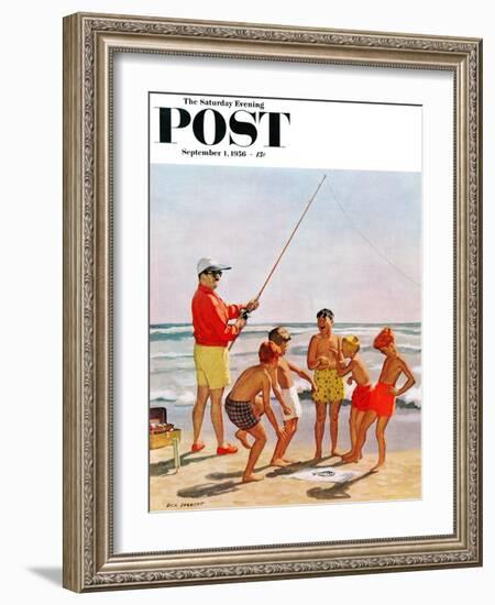 "Big Pole Little Fish" Saturday Evening Post Cover, September 1, 1956-Richard Sargent-Framed Giclee Print